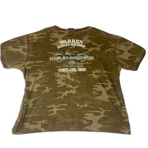 Vintage Y2K Harley-Davidson Camo T Shirt Size XXXL Harley Logo Cortland OH FUC